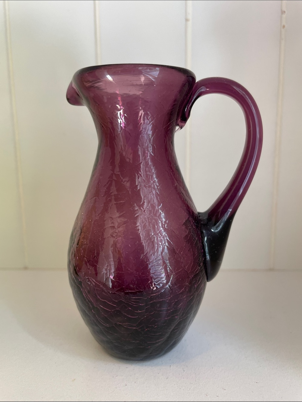 Vintage Crackle Glass Pitcher